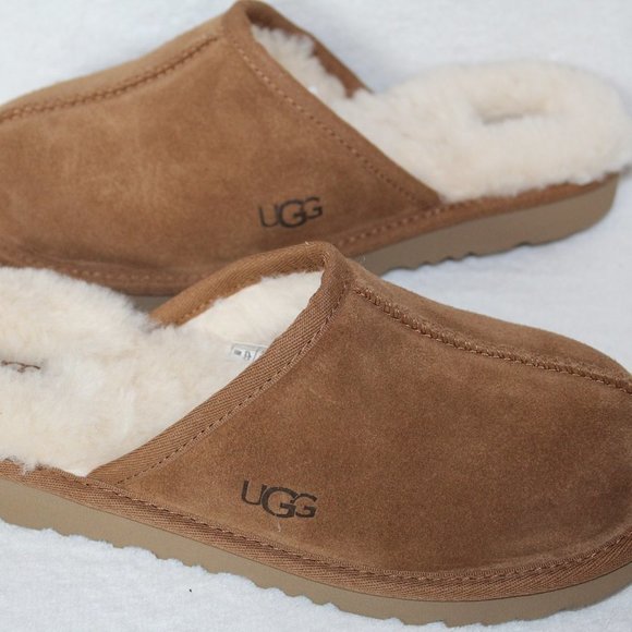 NIB UGG WOMEN'S SUEDE SHEARLING SLIP ON SLIPPERS - Picture 2 of 10